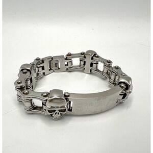 Stainless Steel Link Skull ID Bracelet STEVE‎